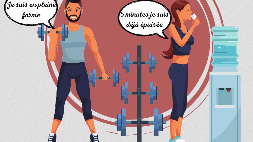Un homme en forme et en confiance face à une femme en manque de forme et de confiance