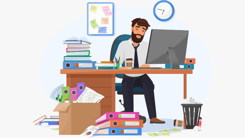 Un homme débordé et proche du burn-out