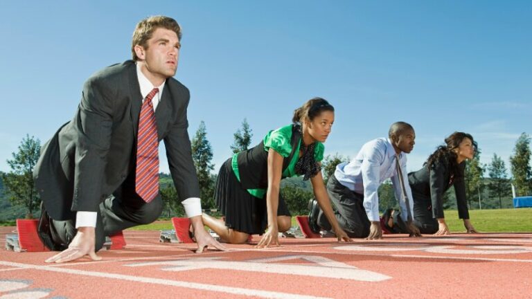 Une illustration de dirigeants d'entreprise comparés à des sportifs