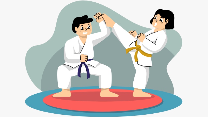Des pratiquants de karaté avec un état d'esprit gagnant