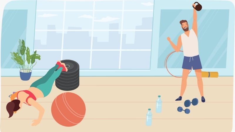 Un couple qui fait du CrossFit à domicile