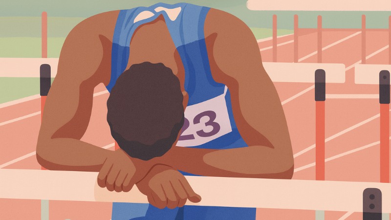 Un athlète qui vient de perdre une course en compétition officielle