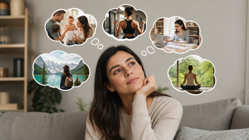 Une femme qui pense à tout ce qui compte le plus pour elle